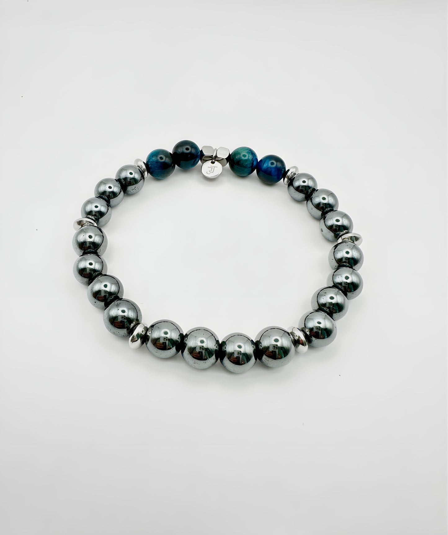 Bracelet Hématite Œil de Tigre Bleu - Volonté