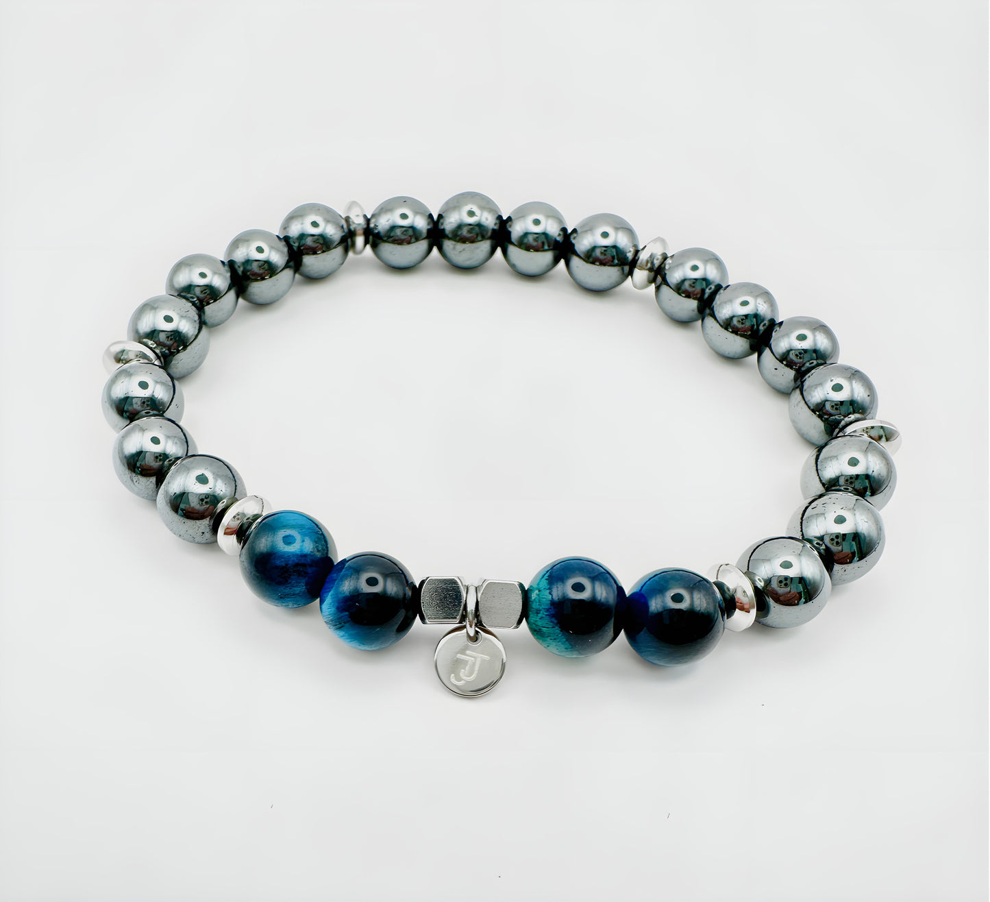 Bracelet Hématite Œil de Tigre Bleu - Volonté