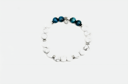 Bracelet Œil de tigre Bleu & Howlite - Harmonie