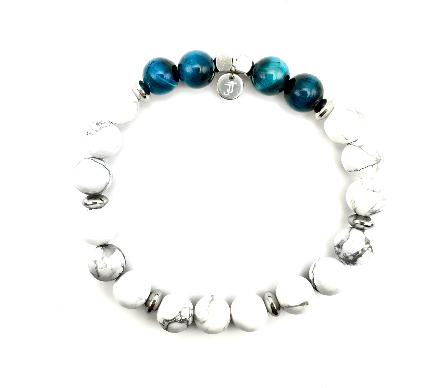 Bracelet Œil de tigre Bleu & Howlite - Harmonie