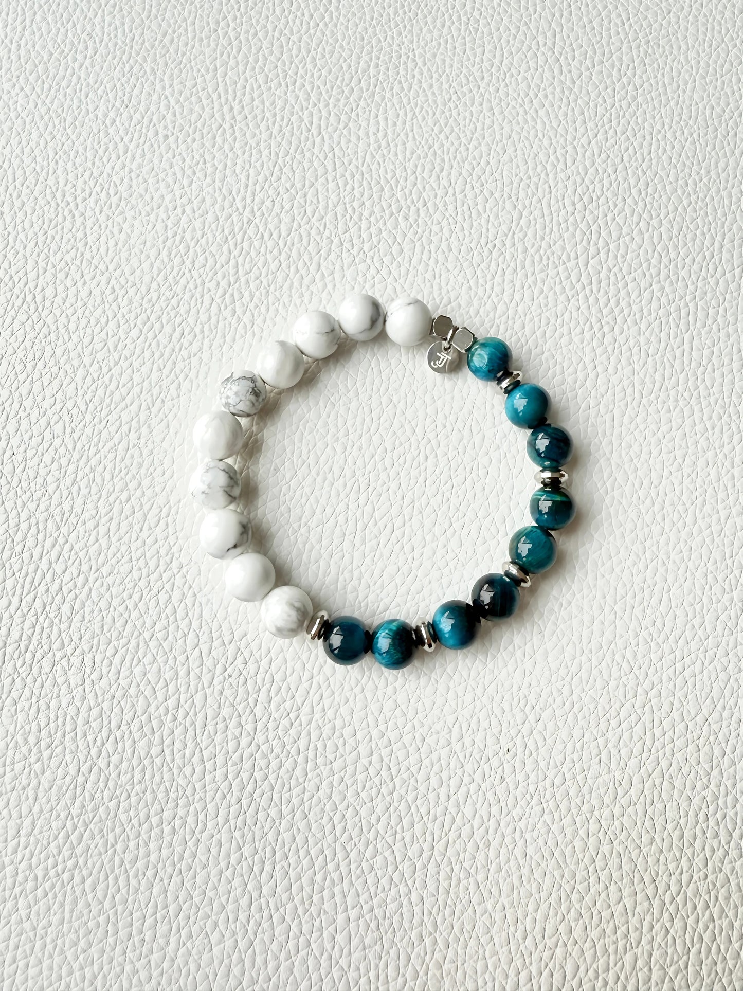 DUO - Oeil de Tigre Bleu & Howlite - 8mm