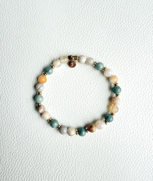 Bracelet Agate Bambou & Jade Verte