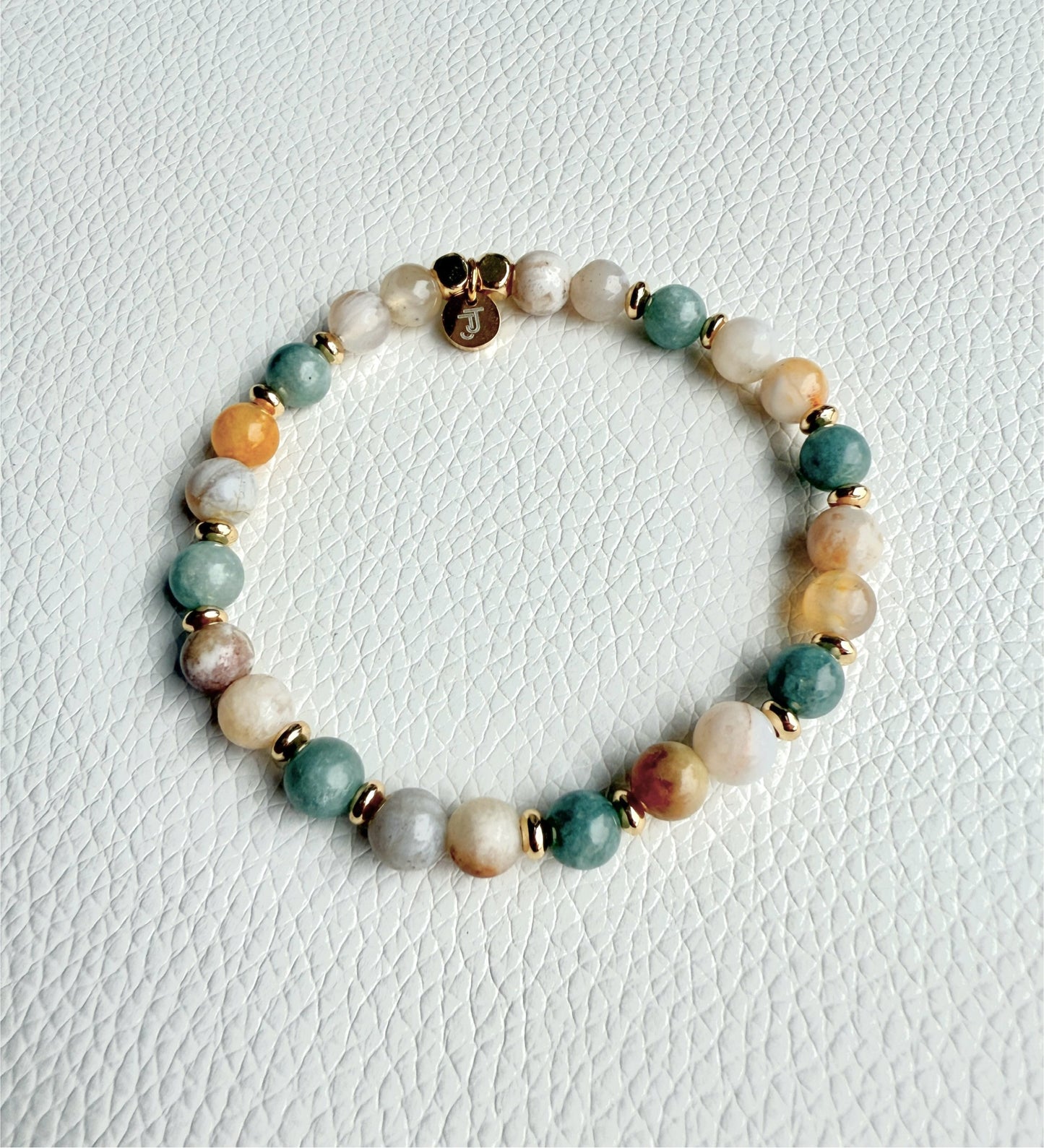 Bracelet Agate Bambou & Jade Verte