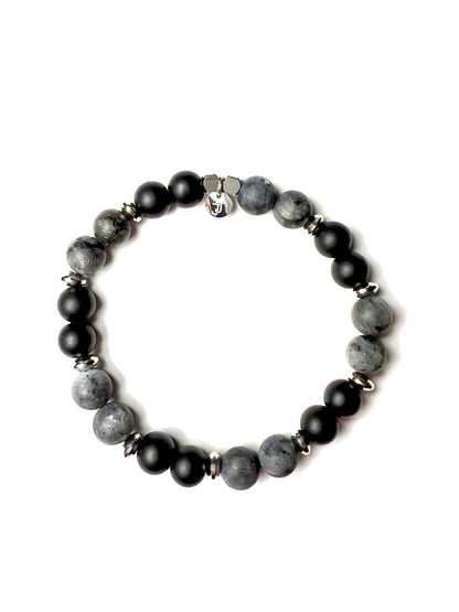 Bracelet Labradorite & Agate Noire Mat - Protection, Énergie & Distinction