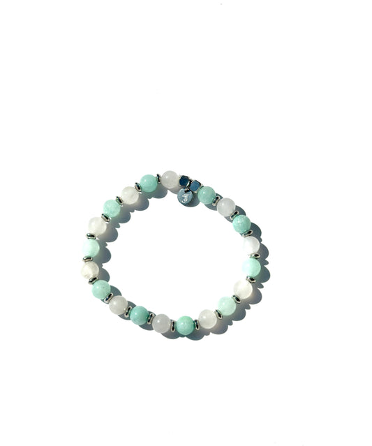 Bracelet Quartz Vert & Blanc - Amour inconditionnel