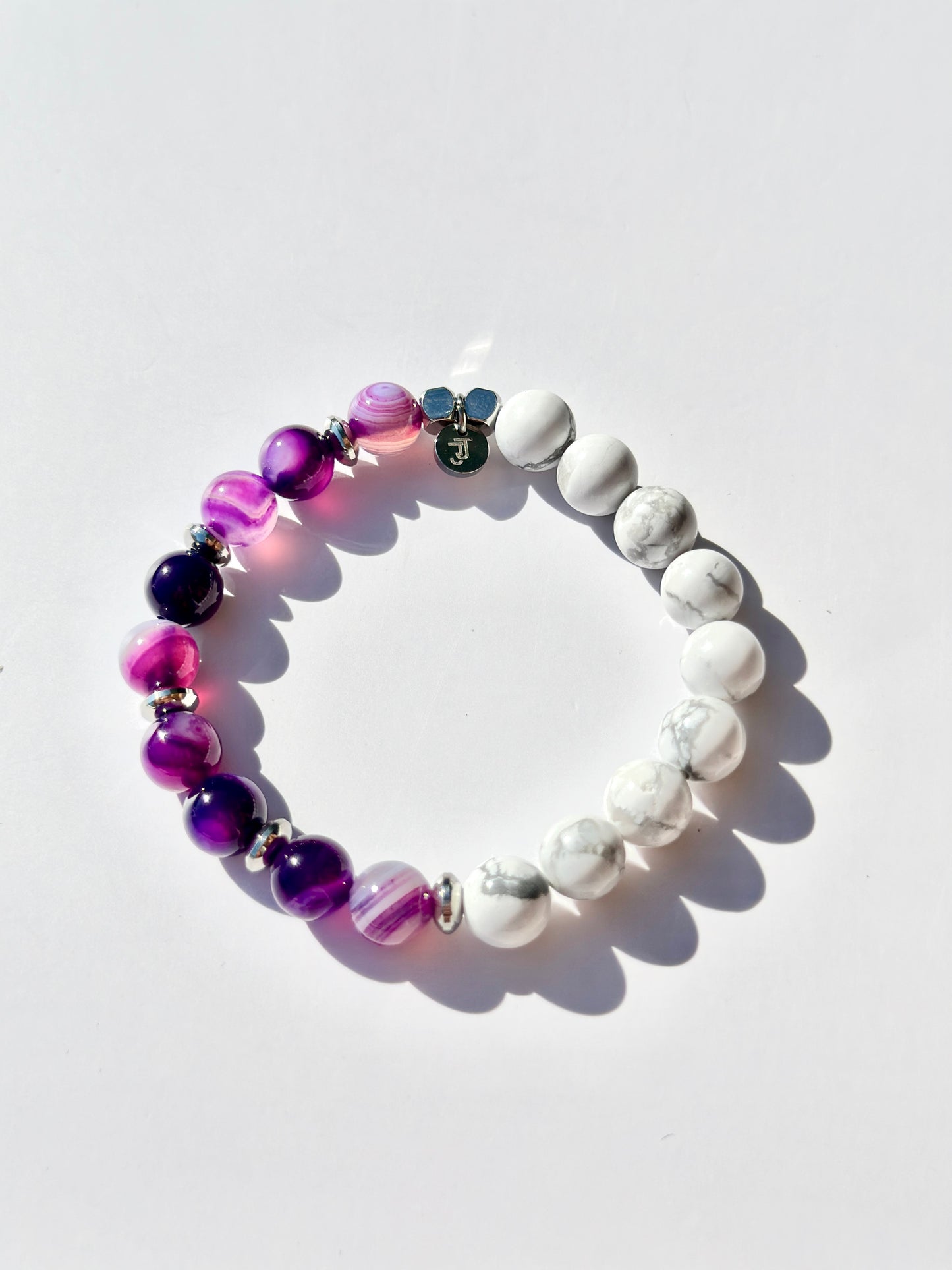 DUO - Agate Prune & Howlite - 8mm